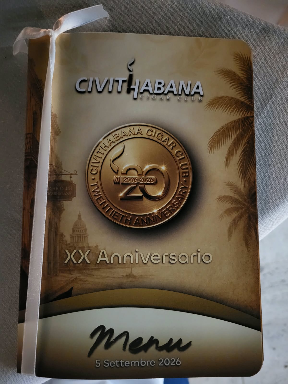 Menu del XX Anniversario CivitHabana, 5 settembre 2026